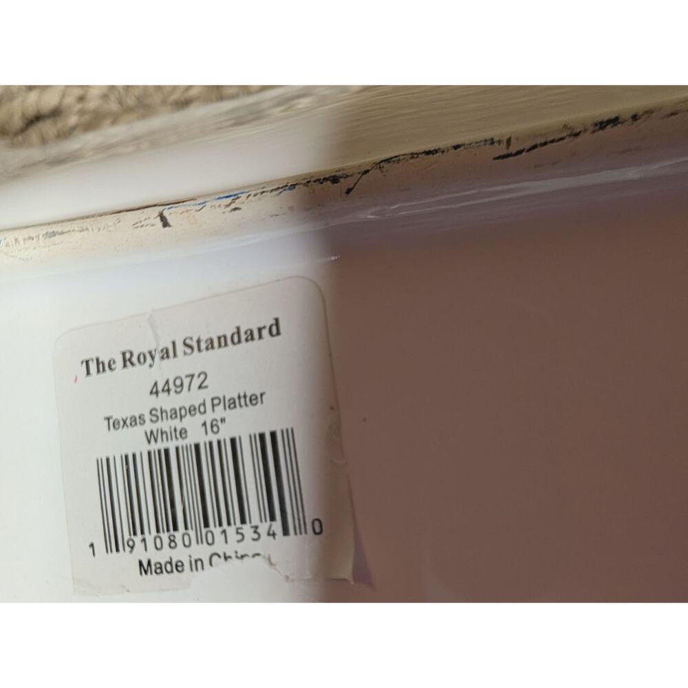 Texas Shaped Divided White Serving Dish Bowl Chips & Dip The Royal Standard - Picture 10 of 10